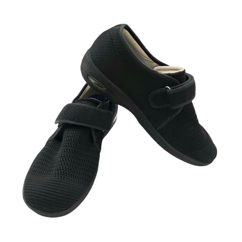 Youyun Walking Ergonomic Wide Width Shoes Black Slip On Womens 8.5" Mens 7.5"